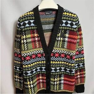 Fred Perry Multicolor Knit Cardigan with Black Trim